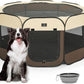A4Pet Dog Playpen Indoor, 49” Pet Playpen with Bowl for Dogs, Kittens, and Small Animals, Removable Zipper & Mesh Panel(19”W × 12”H)