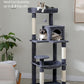 Cat Tree for Large Cats with Metal Plush Big Hammock, 56.3" Cat Tower for Indoor Cats with 2 Door Condo House, 6-Tier Cat Shelves with Scratching Posts and Large Top Perch, Dark Gray