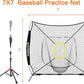 Storgem Baseball and Softball Practice Net 7×7ft Portable Hitting Pitching Batting Training Net Baseball Backstop Net with Batting Tee and Strike Zone and Bow Frame