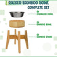 Elevated Dog Bowls for Large Breed - (15-Inch Tall, 74-oz Cap), Deter Ants and Bugs - Raised Single Feeder, Suitable for Dry and Wet Pet Foods - Bamboo with Stainless Steel Dish