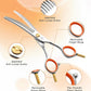 Fenice Peak 6'' Small Curved Thinneing Scissors Lightweight Dog Cat Grooming Scissors with Safety Round Tip JP440C Stainless Steel