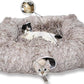 XxingSheep 4 Cave Shuttled XL Cat Tunnel Bed for Indoor Cats Peekaboo Toy Donut with Warm Mat, Yellow-Brown