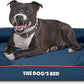 The Dog’s Bed, Medium Blue/Red 30x23.5, Memory Foam, Pain Relief: Arthritis, Hip & Elbow Dysplasia, Post Surgery, Lameness, Supportive, Calming, Waterproof Washable Cover, Veterinary Approved