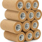 OK TAPE Self Adherent Cohesive Bandages Wrap - 12Packs, 3" x 5 Yards, Non-Woven Self Adhesive Bandage Wrap for Thumb, Finger, Wrist, Ankle, Vet Wrap Bandages Tape (Beige)