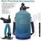 1 Gallon Water Bottle Insulated | Thickened Stainless Steel Vacuum Metal Water Jug | Portable Sports Large for Gym and Hiking with Straw, Carrier Bag, Handle Strap | BPA-Free 128 oz