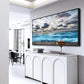 Wapluam Black Framed Canvas Wall Art For Living Room Large Wall Decoration For Bedroom Office Wall Decor Black And White Wall Painting Blue Sea Wave Pictures Artwork Modern Hotel Room Home Wall Art