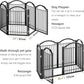 BHG Metal No-Assembly Freestanding Dog Gate with Door Walk Through, Extra Wide 144", Extra Tall 32" Pet Gate, Accordion Puppy Folding Playpen Dog Fence, with 2PCS Support (Black, 6 panesl)