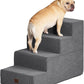 EHEYCIGA Dog Stairs for Bed 20" H, 4-Step Extra Wide Dog Steps for High Bed, Pet Steps for Small Dogs and Cats, Non-Slip Balanced Pet Ramp Indoor, Grey