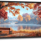 Large Autumn Tree Wall Art for Living Room, Framed Oversized Lake Landscape Wall Decor Nature Canvas Painting Modern Artwork for Living Room Bathroom Bedroom Office Dining Room 60"x30"