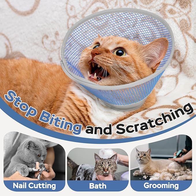 Cat Cone Collar Soft to Stop Licking After Surgery, Waterproof Lightweight Recovery Collar for Cats and Small Dogs, Elizabeth Plastic Cone Alternative, Neck Pillow to Prevent Scratches