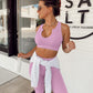 QINSEN Workout Outfits for Women 2 Piece Ribbed Seamless Crop Tank High Waist Yoga Leggings Sets