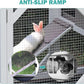 Rabbit Hutch Indoor for 2-4 Rabbits & Guinea Pigs，Bunny Cage with Slide-Out Plastic Trays，Wooden Small Animal Cage for Rabbits, Bunnies, and Guinea Pigs (Light Grey)