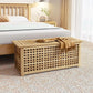 Bench with Storage, Acacia Laundry Hamper with Seat, Storage Benches with Seating for Entryway, Living Room, Bedroom, Bathroom (15.7x38.6x17.7in)