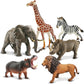 6PCS Safari Animal Figure Toys for Kids 3-5 Realistic Plastic Jungle Animal Figurines African Wildlife Learning Toys for Kids Boys Girls Toddlers