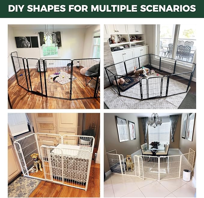 FXW Homeplus Unleashed Indoor Dog Playpen - Stress-Free and Safe Play, Heavy Duty 40 Inch 6 Wire Panels Dog Pen for Medium and Large Dogs, White│Patented
