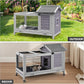 Wooden Rabbit Hutch Indoor and Outdoor, Rabbit Cage with Removable Wire Netting and Leak Proof Tray, Mobile Bunny Cage with Wheels