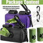 2Packs Dog Waste Bag Dispenser Pet Poop Bags Holder for Doggie Waste Bags Dispensers Soft Fabric Zipper Small Doggy Puppy Pouch for Leash Accessory Attachment with Carrier (Black & Purple)