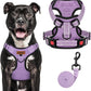 MIDOG No-Pull Dog Harness | Adjustable & Reflective Pet Harness Leash Set for Small Medium Large Dogs Walking, Training| No Choke, Front Clip, Soft Padded Vest with Easy Control Handle - Purple, L