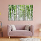 Nature Wall Art Prints - Ocean Forest Mountain Lake Canvas Landscapes - Small to Extra Large Living Room Bedroom Kitchen Bathroom Décor (Green Brich Trees, 31L" x 47W" - 3 Panels)