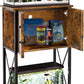 5-10 Gallon Fish Tank Stand, Metal Double Aquarium Stand with Cabinet for Fish Tank Accessories Storage, Heavy Duty 20.5" L* 11.02" W Tabletop, 500LBS Capacity Rustic Brown and Black PG06YGN