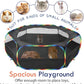 Pawaboo Small Animals Playpen, Waterproof Small Pet Cage Tent with Zippered Cover, Portable Outdoor Yard Fence with 3 Metal Rod for Chick/Kitten/Puppy/Guinea Pig/Rabbits/Hamster, Black + Rainbow