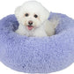 Best Pet Supplies Round Donut Dog Bed with Plush Faux Fur Fabric, Calming, Anti-Anxiety Cushion for Indoor Pets, Slip-Resistant Base, Soft Ergonomic Support - Lavender, 20x20x6''