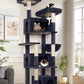 Globlazer Sturdy Cat Tree for Large Cats, 77 inch Large Cat Climbing Tower for Indoor Adult Cats, Cat Scratching Tower with 5 Scratching Posts, 3 Cat Condos, 2 Top Perches, S77, Dark Grey