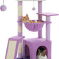 PEQULTI 36.5'' Cat Tree for Indoor Cats, Small Cat Tower with Large Cat Condo, Scratching Posts, Cozy Hammock and Scratching Ladder for Kittens, Purple