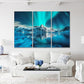 Nature Wall Art Prints - Ocean Forest Mountain Lake Canvas Landscapes - Small to Extra Large Living Room Bedroom Kitchen Bathroom Décor (Northern Lights Over Lake, 39L" x 59W" - 3 Panels)