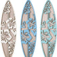 RattanView 3 Pieces Hibiscus Surfboard Decor for Bedroom Wooden Beach Wall Decor Summer Wood Surfboard Wall Hanging Sign for Tropical Living Room Decoration (Blue)
