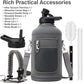 Insulated Water Bottle | Thickened Stainless Steel Vacuum Metal | Portable Sports Half Gallon Large Water Jug for Gym and Hiking with Straw, Carrier Bag, Handle Strap | BPA-Free 64 oz
