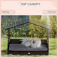 PawHut Wicker Dog House Outdoor with Canopy, Rattan Dog Bed with Water-Resistant Cushion, Raised Dog Bed for Small, Medium Dogs up to 66 lbs, 19.75" in Length, Brown Wicker, Gray Cushion