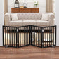 Black 37-74" Dog Gate Foldable Dog Gates for Doorways Stairs House Freestanding Pet Gate Puppy Barries 24 inches Tall