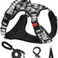 NESTROAD No Pull Dog Harness with Leash, Reflective No Choke Pet Vest Harness,Adjustable Soft Padded Dog Harness with Easy Control Handle for Medium Dogs(Checkered Black,Medium)