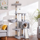 Heybly Cat Tree, Cat Tower for Indoor Cats with Scratching Board, Multi-Level Cat Furniture Condo with Feeding Bowl, Light Gray HCT010MW