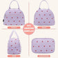 FlowFly Insulated Lunch Bag for Women – Corduroy Lunch Tote Box, Cute Cooler Bag for Work, Travel, Picnic,Corduroy Strawberries Purple