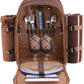 apollo walker Picnic Backpack Bag for 2 Person with Cooler Compartment, Detachable Bottle/Wine Holder, Fleece Blanket, Plates and Cutlery(2 Person, Brown)