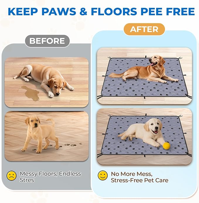 Fostanfly Washable Pee Pads for Dogs, 2 Pack Reusable Super Absorbent Potty Pads, Non-Slip and Leak-Proof 54"x54" for Whelping, Extra Large Potty Training Washable for Puppy