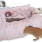 XxingSheep 4 Cave Shuttled XL Cat Tunnel Bed for Indoor Cats Peekaboo Toy Donut with Warm Mat, Pinkish White