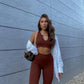 QINSEN Workout Outfits for Women 2 Piece Ribbed Seamless Crop Tank High Waist Yoga Leggings Sets