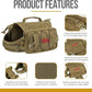OneTigris Dog Backpack for Medium & Large Dogs, Nylon Backpack for Dogs Tactical Pet Backpack with Side Pockets for Hiking Walking Training Running (Brown, Medium)