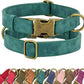 Didog Soft PU Leather Dog Collar, Stylish Quick Released Dog Collar for Large Dogs, Easy Clean Adjustable Pet Collar for Daily Walking, Green, L Fit 15-23" Neck