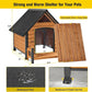 Outdoor Dog House with All-Around Insulated Liner Weatherproof Puppy Shelter Indoor Dog Kennel, Anti-Bite Dog Home for Large Breed with Porch (Brown (Liner), Medium)