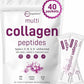 Micro Ingredients Multi Collagen Peptides Powder, 40 Stick Packs | Type I, II, III, V, X + Biotin, Vitamin C & Hyaluronic Acid | Unflavored | Supports Hair, Skin & Joint Health | Keto, Non-GMO