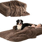 EHEYCIGA Foldable Human Dog Bed, Orthopedic Memory Foam Human Sized Dog Bed, Waterproof Pet Bed for People, Faux Fur Pet Couch for Adult, Brown, 72"x44"x11"