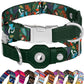 AirTag Dog Collar for Small Medium Large Breed - Adjustable Cute Pattern Dog Collar with Airtag Holder - Soft Leather Tracker GPS Apple Air Tag Pet Collars (X-Small, 9"-12" Neck Fit, Mushroom)