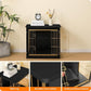 DWANTON Dog Crate Furniture with Cushion, Wooden Kennel Table with Double Doors, Indoor Dog House, Small/Medium/Large Size, 27.2" L, Black+Gold