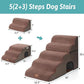 Wide Dog Stairs with Tunnel, Foam Detachable Large Dog Step for Small Pet, Puppy or Cats, Medium Pet Ramp for High Bed, Couch, Sofa or Car, 19.7x33x22.4 inch, 5 Step, Brown
