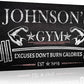 Tailored Canvases Personalized Gym Sign Wall Art Decor - Motivational Canvas for Home Gym, Workout Room, Garage, Fitness Center - Workout Inspirational Posters - Excuses Don't Burn Calories Dark, 48x24in