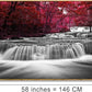 Lasdel Natural Extra Framed Canvas Wall Art of Wide Waterfall & Red Leaves Picture For Bedroom,Burgundy Nature Black White Artwork Decor,Beautiful Maple Leaves Landscape Print Painting,30x60